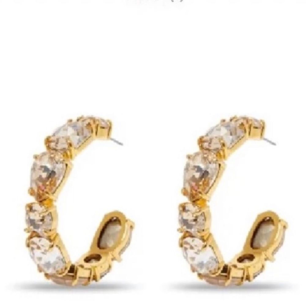 NWOT Lele Sadoughi crystal hoop earrings